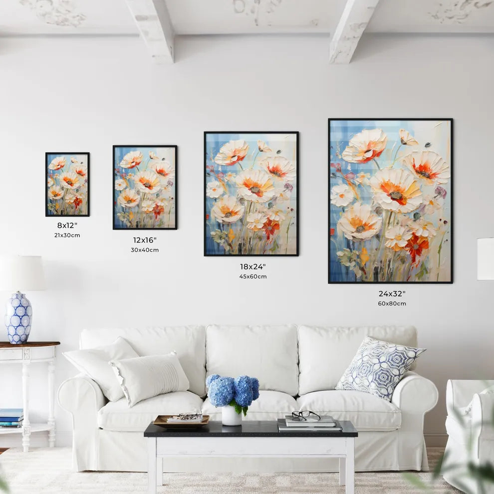 Oil Painting Poppy Dandelion Daisy Flowers I - Kitchen Hangings