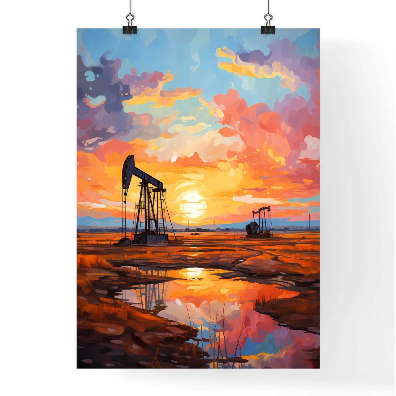Oil Well And Storage Tanks In The Texas Panh Poster
