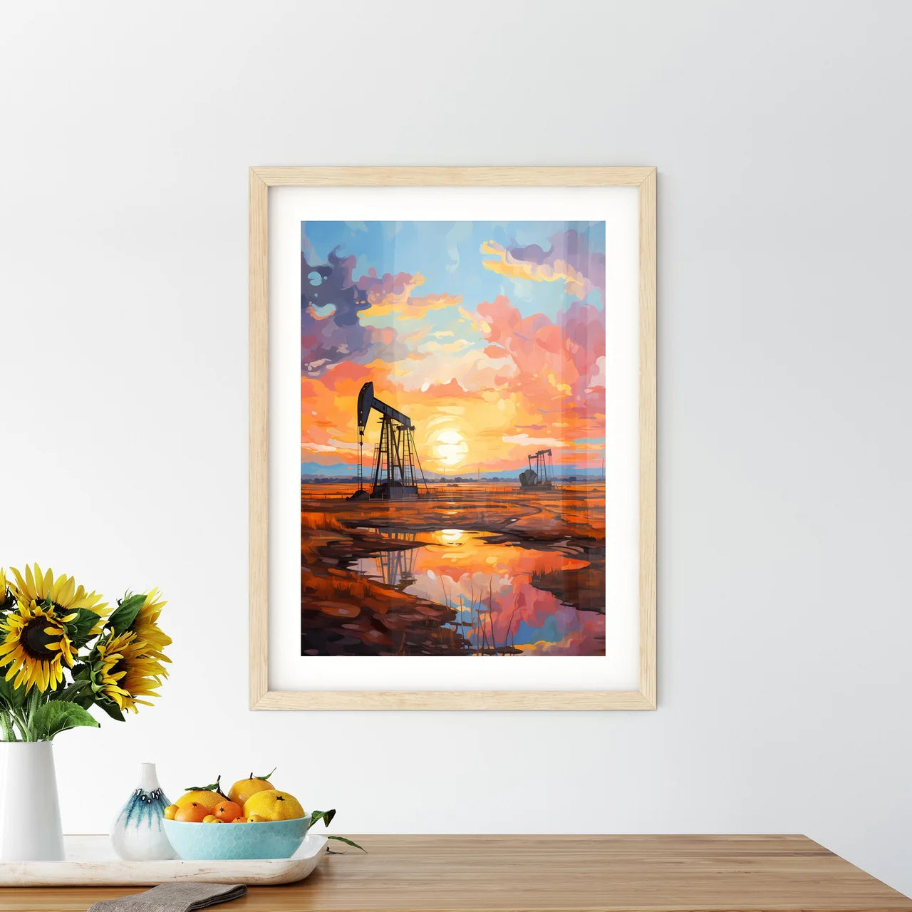 Oil Well And Storage Tanks In The Texas Panh Framed Print