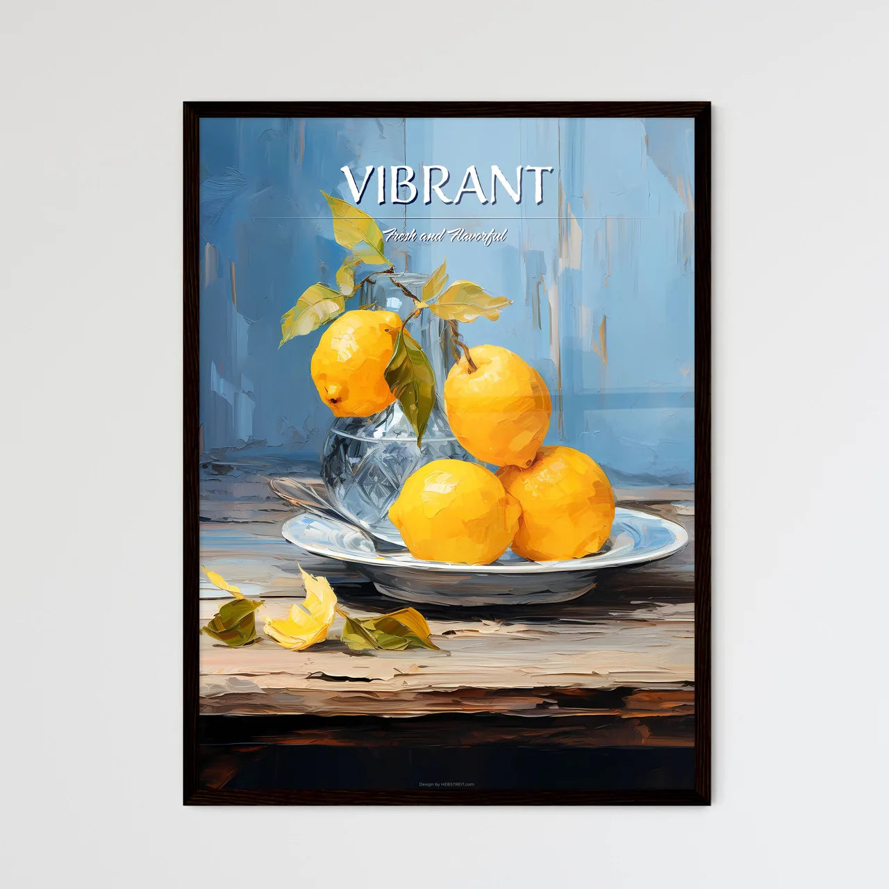 One Yellow Ripe Quince On The Blue Plate - A - Framed Art Print