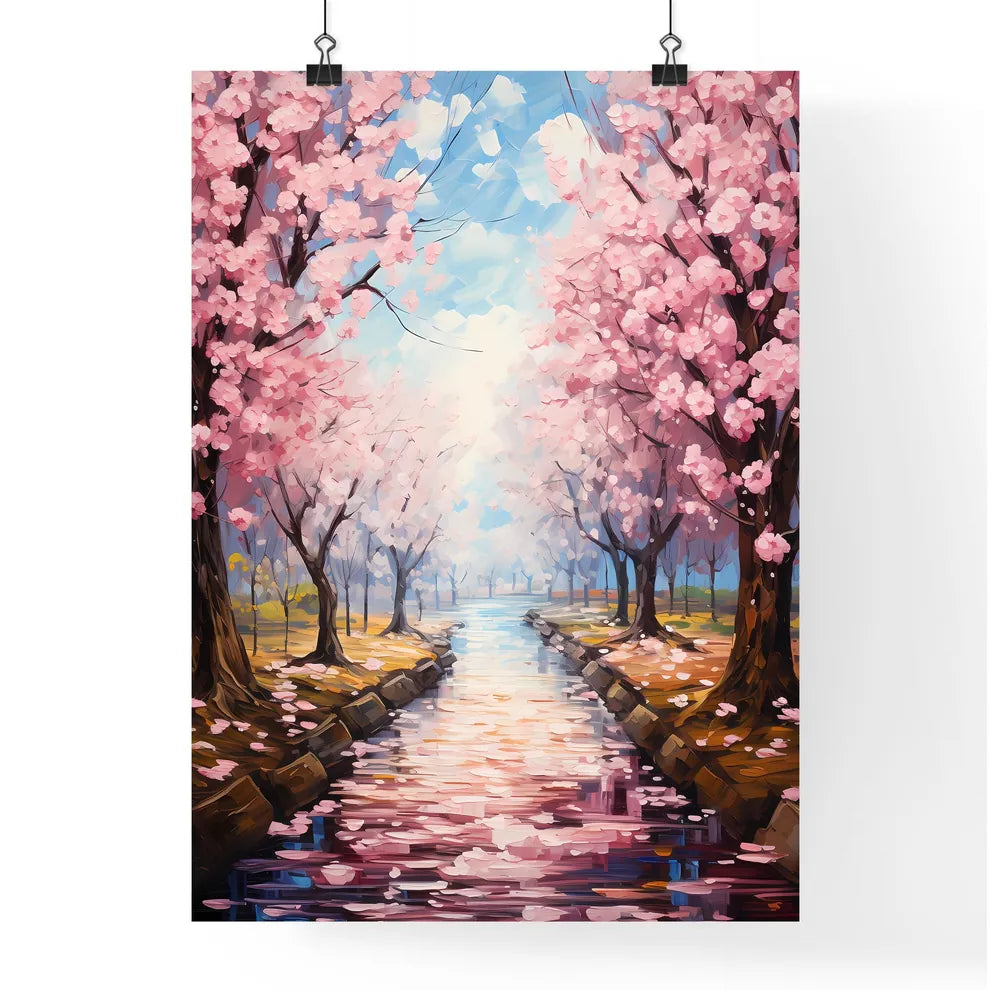 Perspective Under A Cherry Trees Row During  Poster