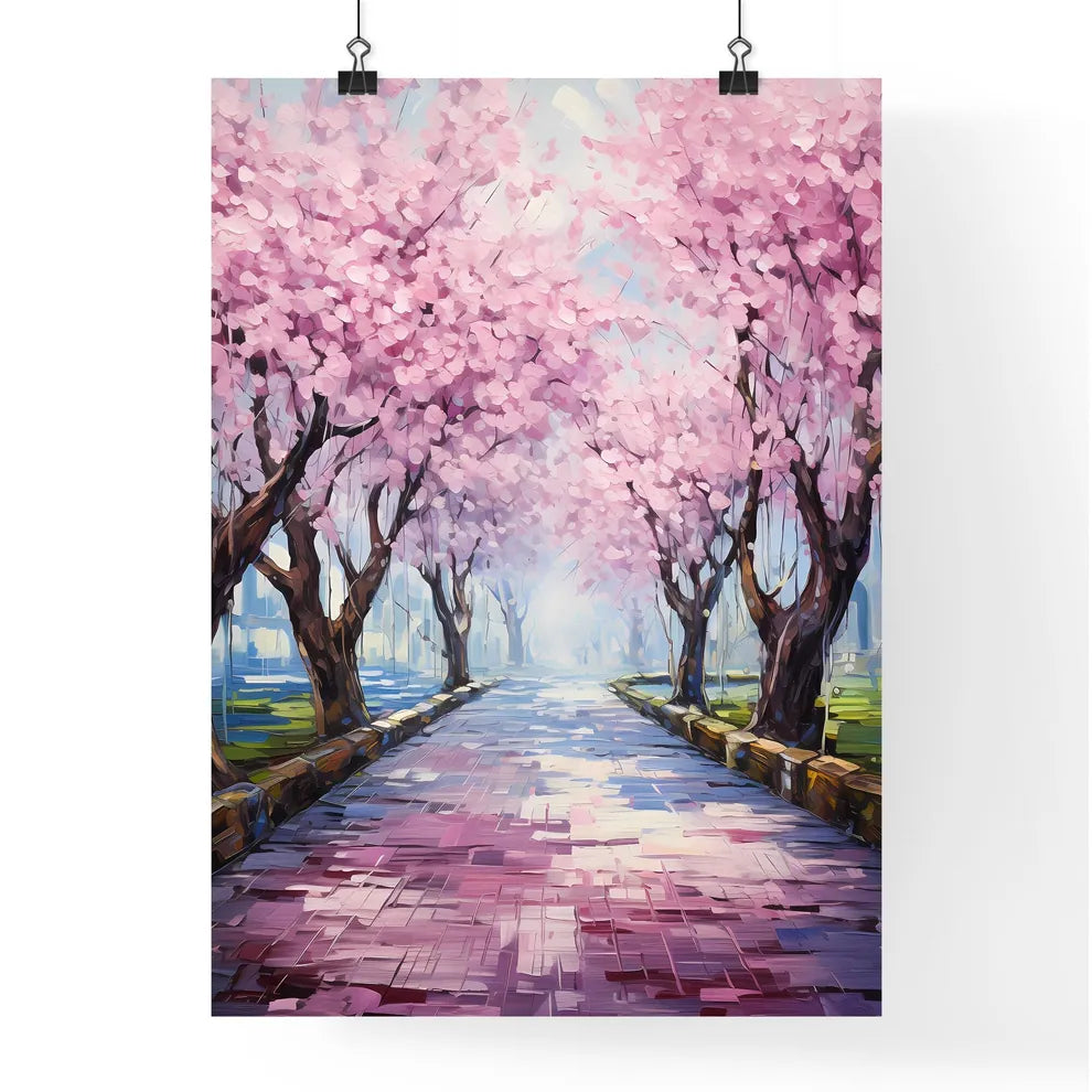 Perspective Under A Cherry Trees Row During  Poster