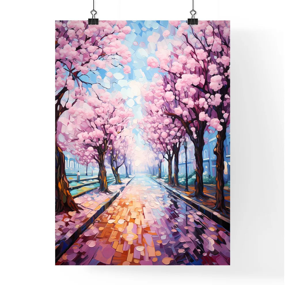 Perspective Under A Cherry Trees Row During  Poster