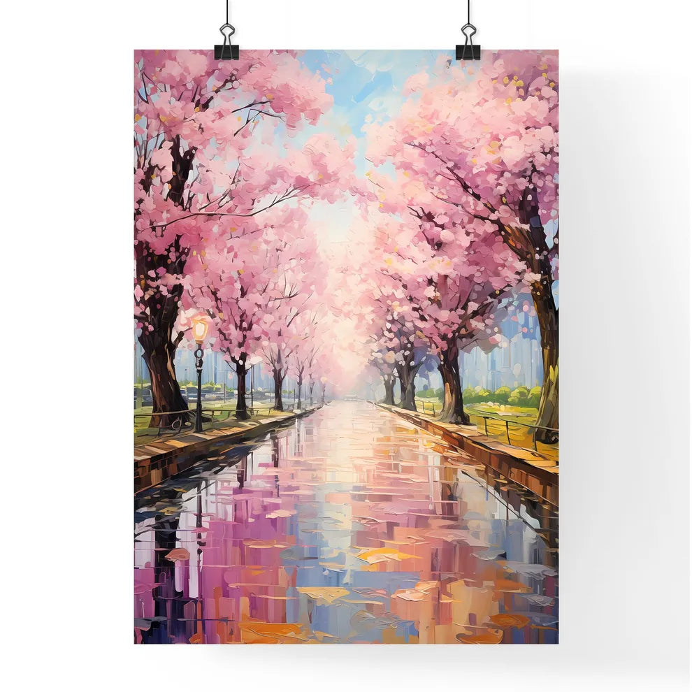 Perspective Under A Cherry Trees Row During  Poster