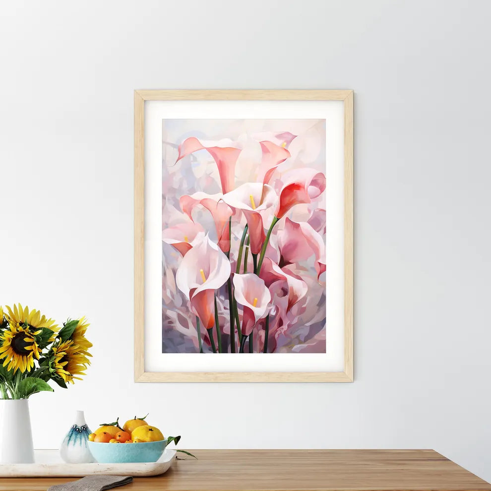 Pink Callas Flowers In Soft Focus For A Roma Framed Print