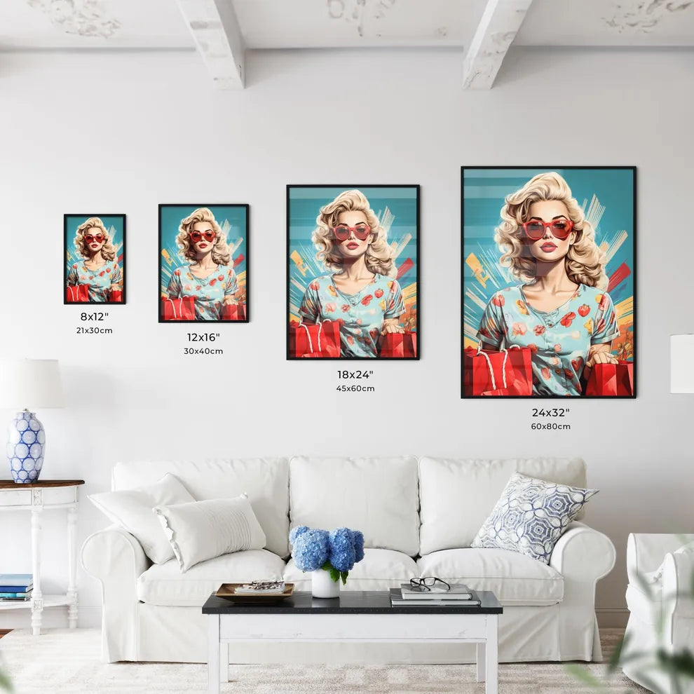 Pop Art Blond Women With Shopping Bags In Th - Kitchen Hangings
