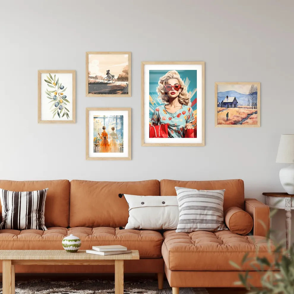 Pop Art Blond Women With Shopping Bags In Th Wall Art