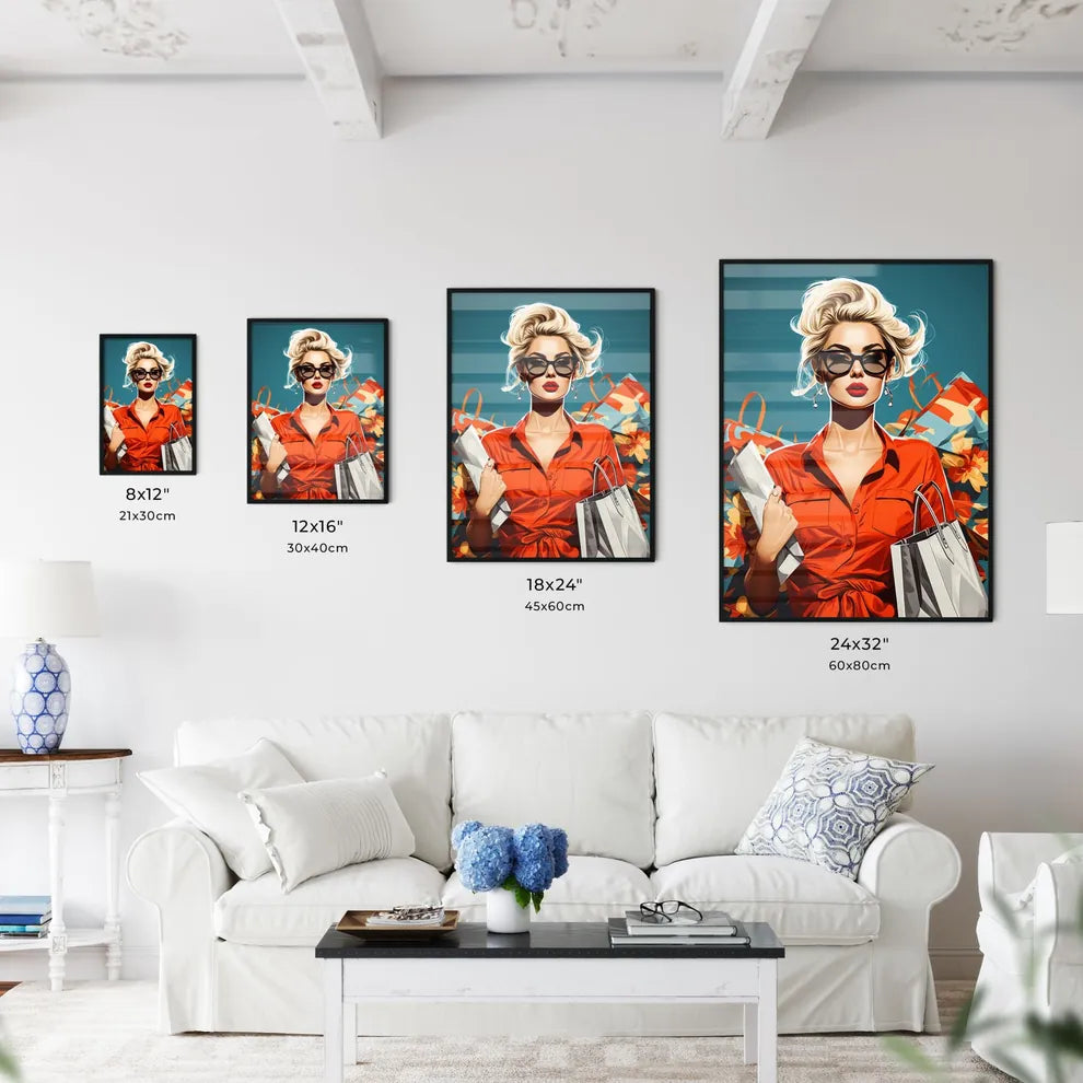Pop Art Blond Women With Shopping Bags In Th - Kitchen Hangings