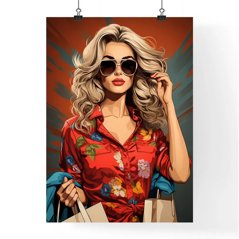 Pop Art Blond Women With Shopping Bags In Th Poster