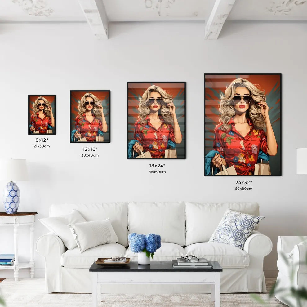 Pop Art Blond Women With Shopping Bags In Th - Kitchen Hangings