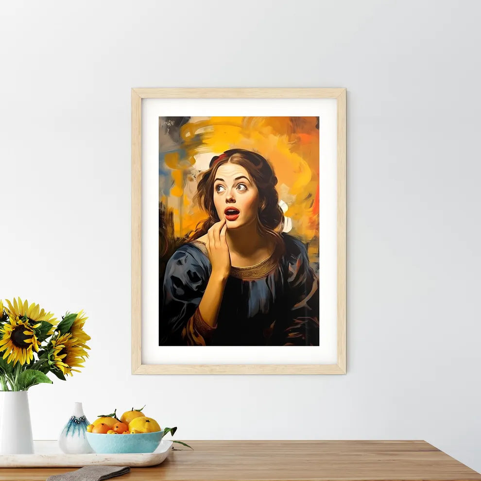 Pop Art Illustration Of Surprised Woman - A  Framed Print