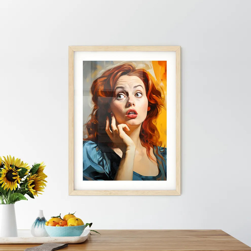 Pop Art Illustration Of Surprised Woman - A  Framed Print