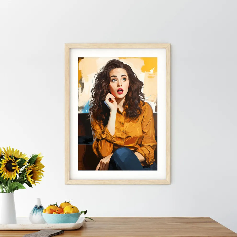 Pop Art Illustration Of Surprised Woman - A  Framed Print