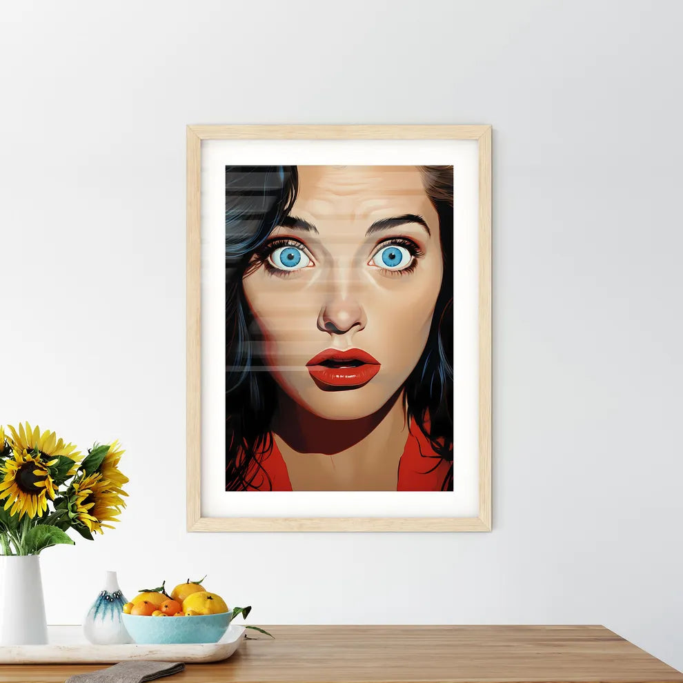 Pop Art Vintage Comic Style Woman With Open  Framed Print