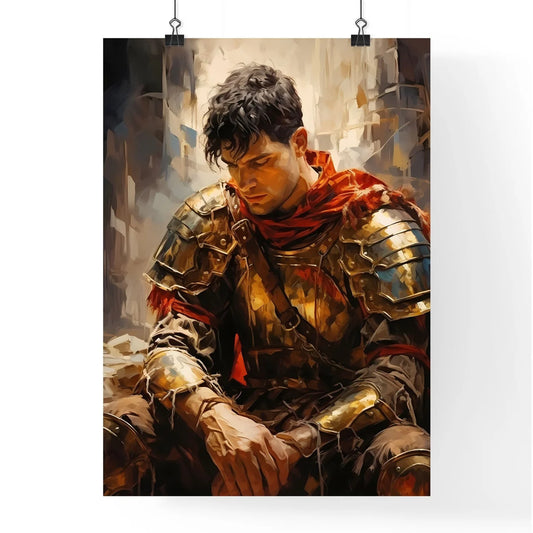 Portrait Of Roman Soldier Praying While - A  Poster