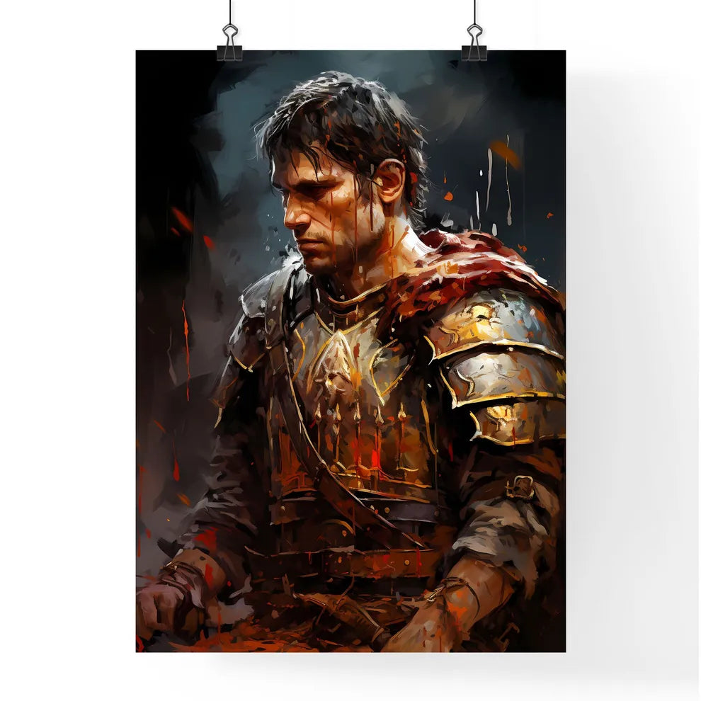 Portrait Of Roman Soldier Praying While - A  Poster