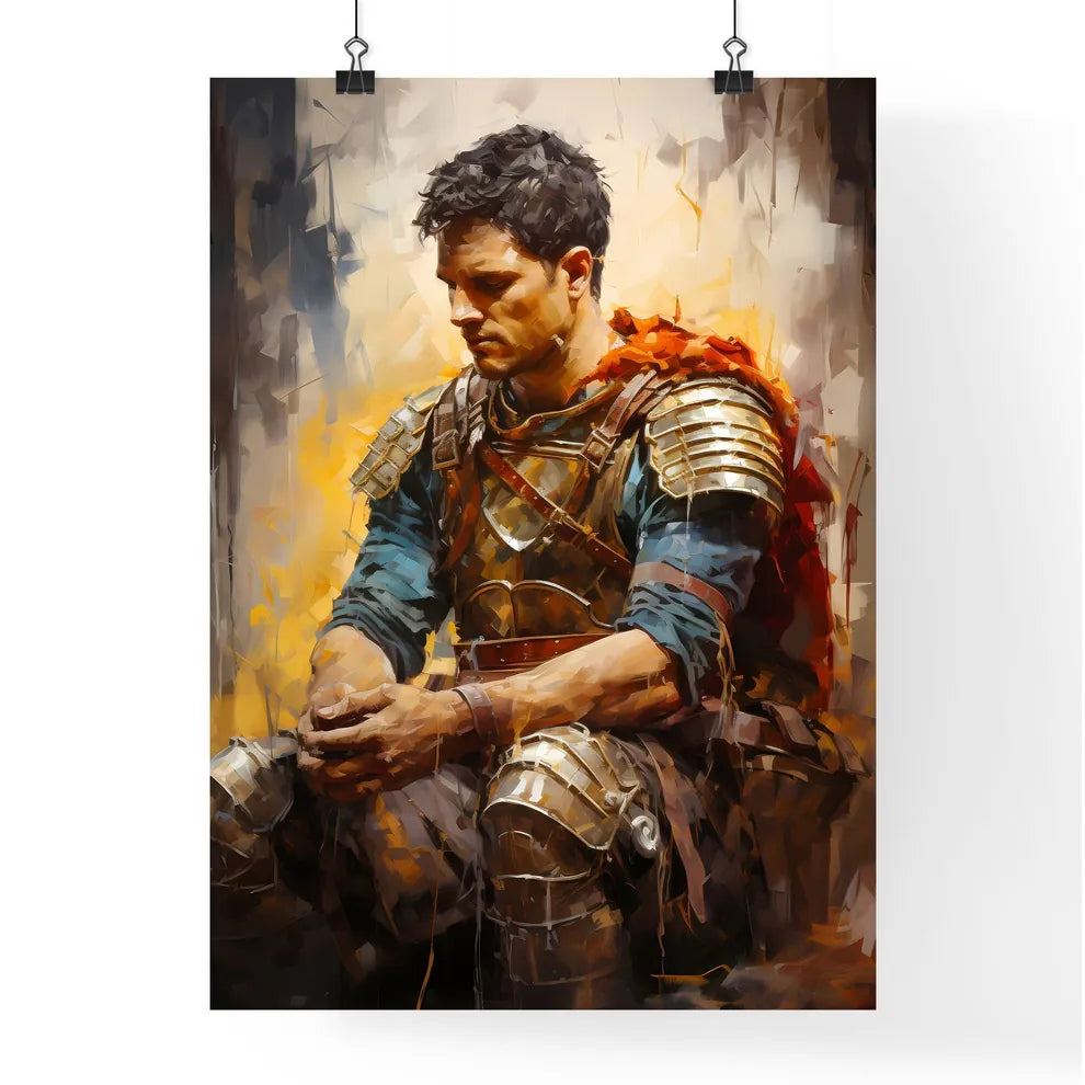 Portrait Of Roman Soldier Praying While - A  Poster