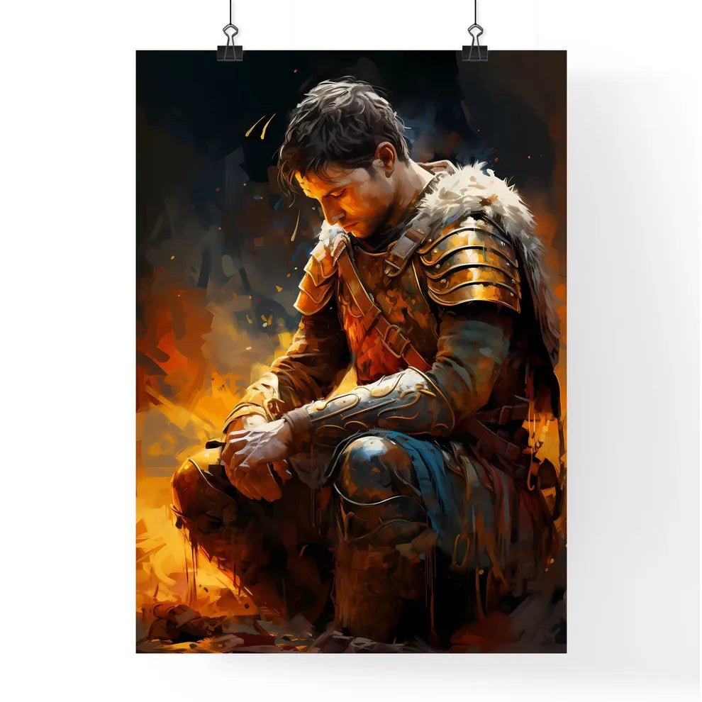 Portrait Of Roman Soldier Praying While - A  Poster