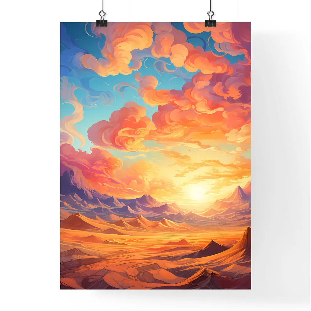 Sand Dunes Over Sunrise Sky In Death Valley  Poster