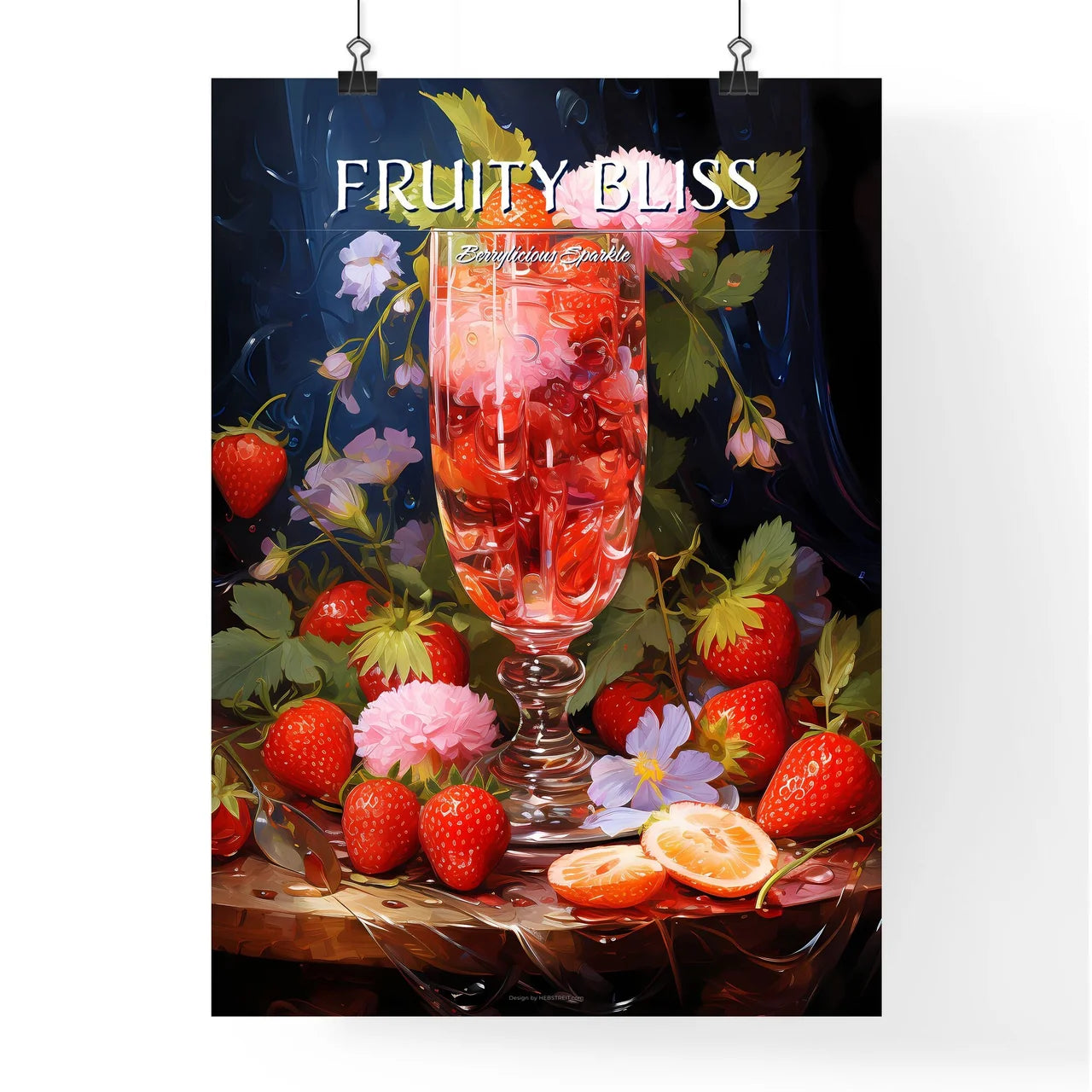 Strawberry Sangria - A Glass Of Liquid With  Poster