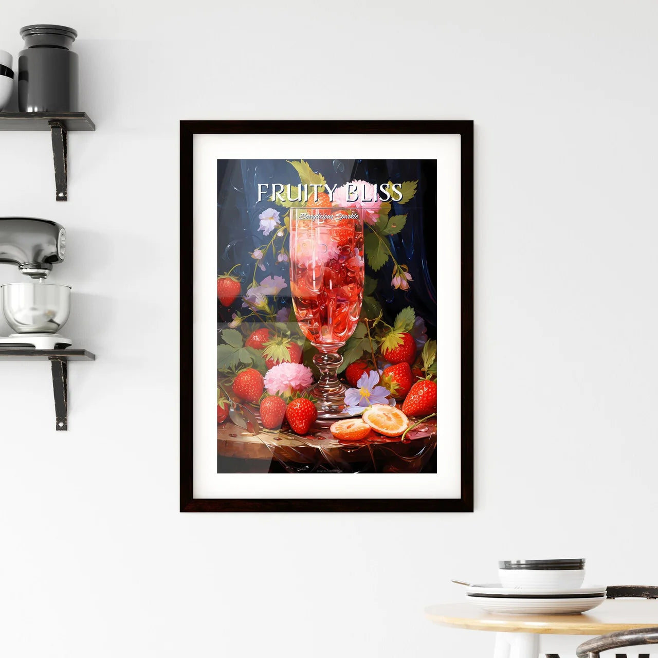 Strawberry Sangria - A Glass Of Liquid With  Framed Print