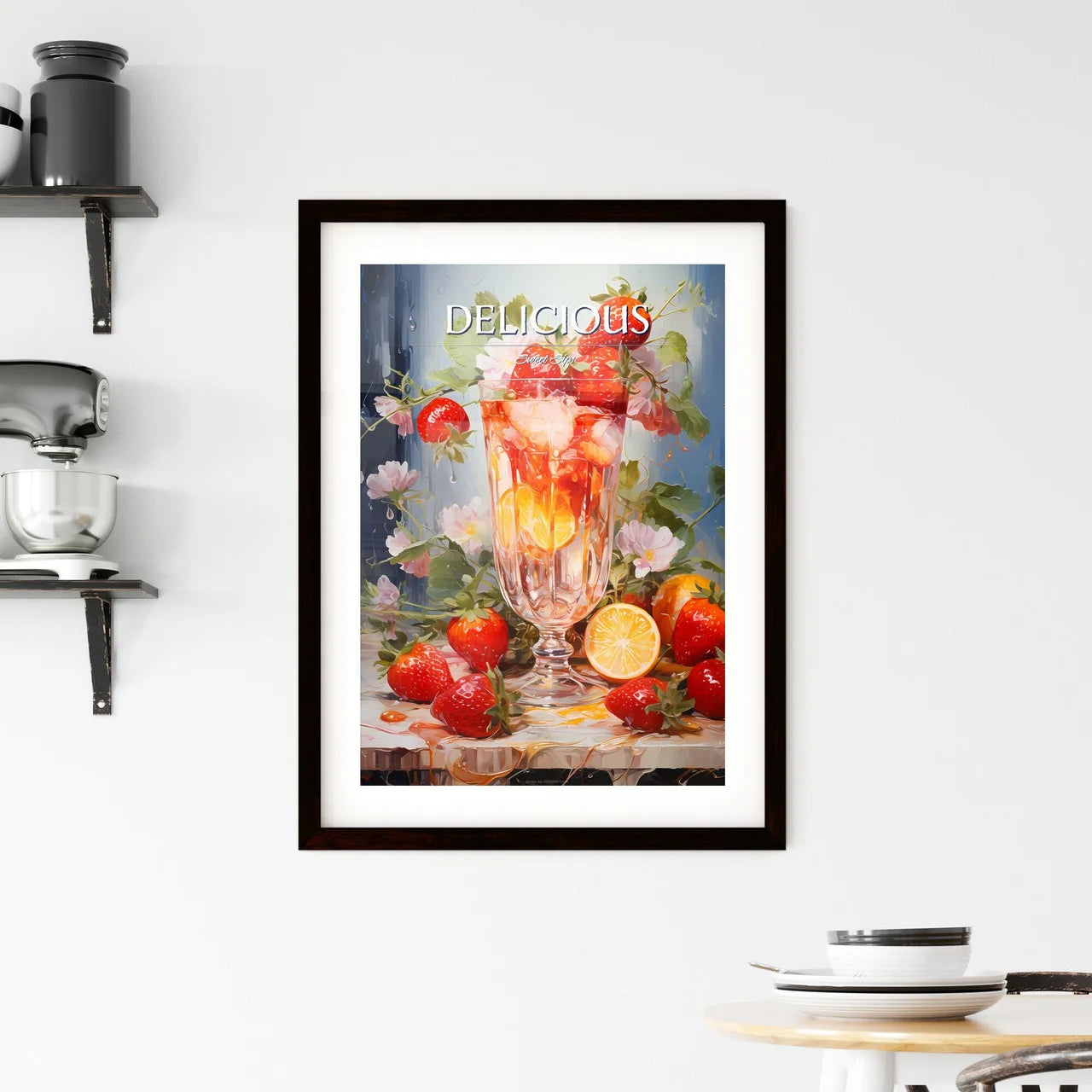 Strawberry Sangria - A Glass Of Fruit And Fl Framed Print