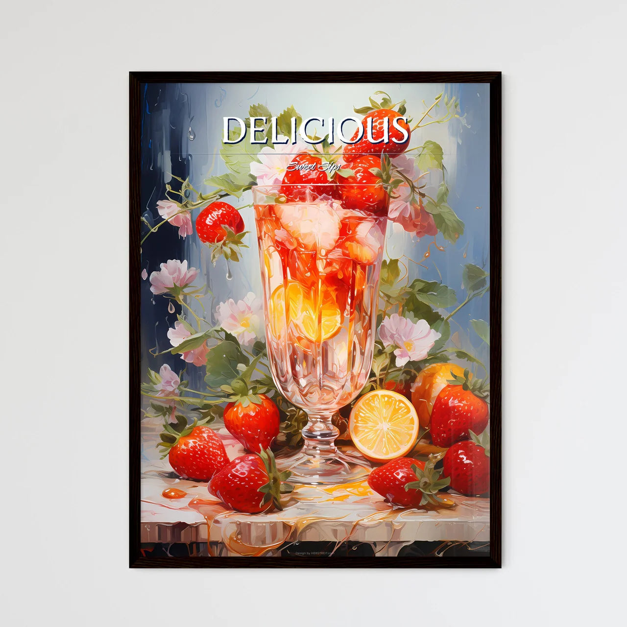 Strawberry Sangria - A Glass Of Fruit And Fl - Framed Art Print