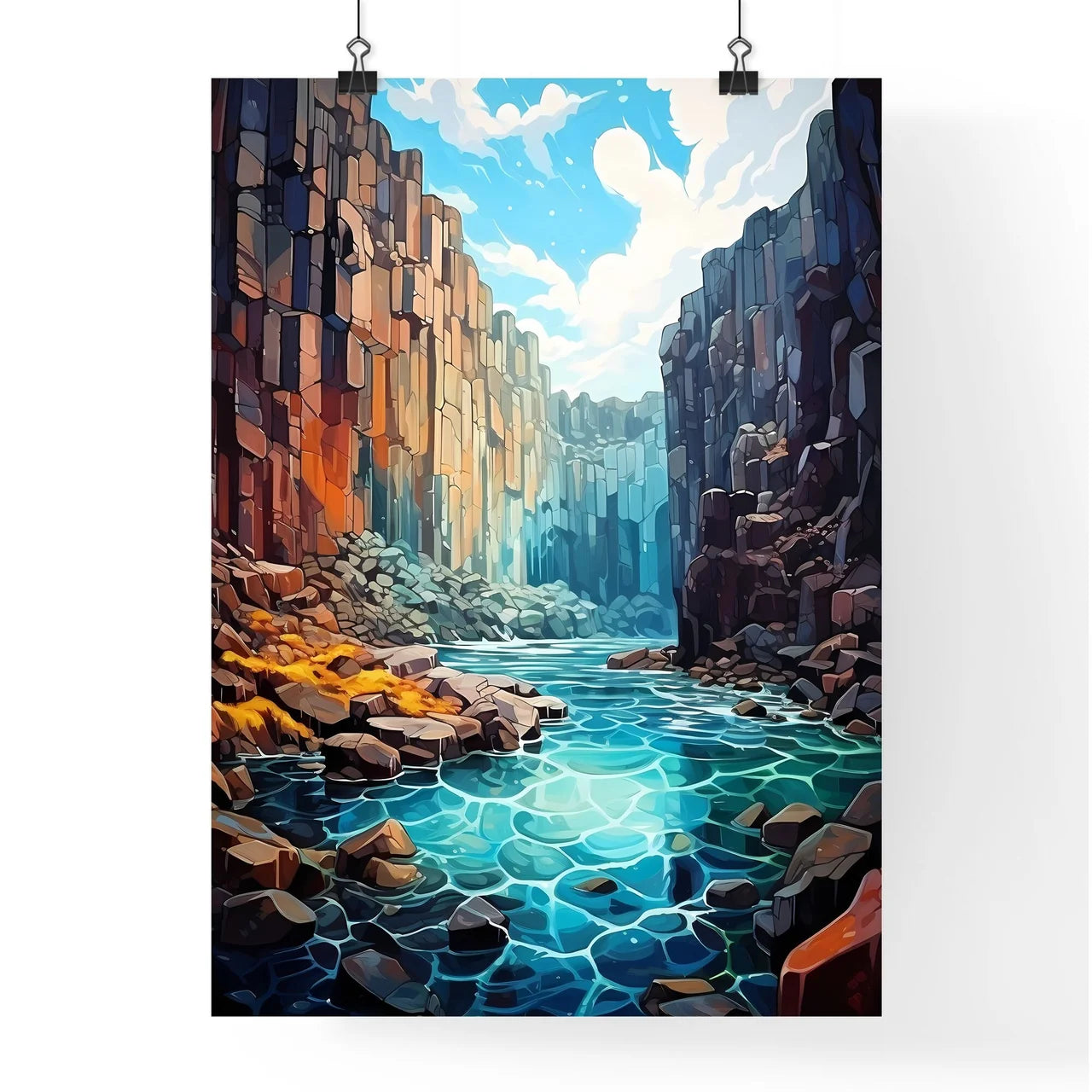 Svartifoss Waterfall In Skaftafell National Park - A River Between Rocks Poster