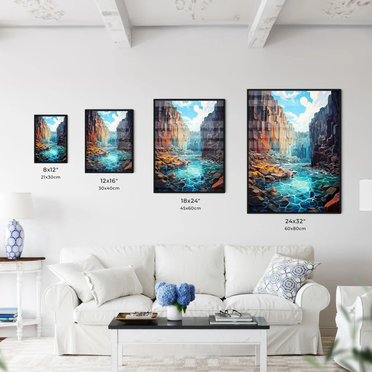 Svartifoss Waterfall In Skaftafell National Park - A River Between Rocks Size Chart