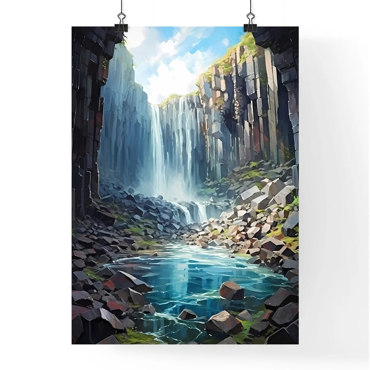 Svartifoss Waterfall In Skaftafell National  Poster