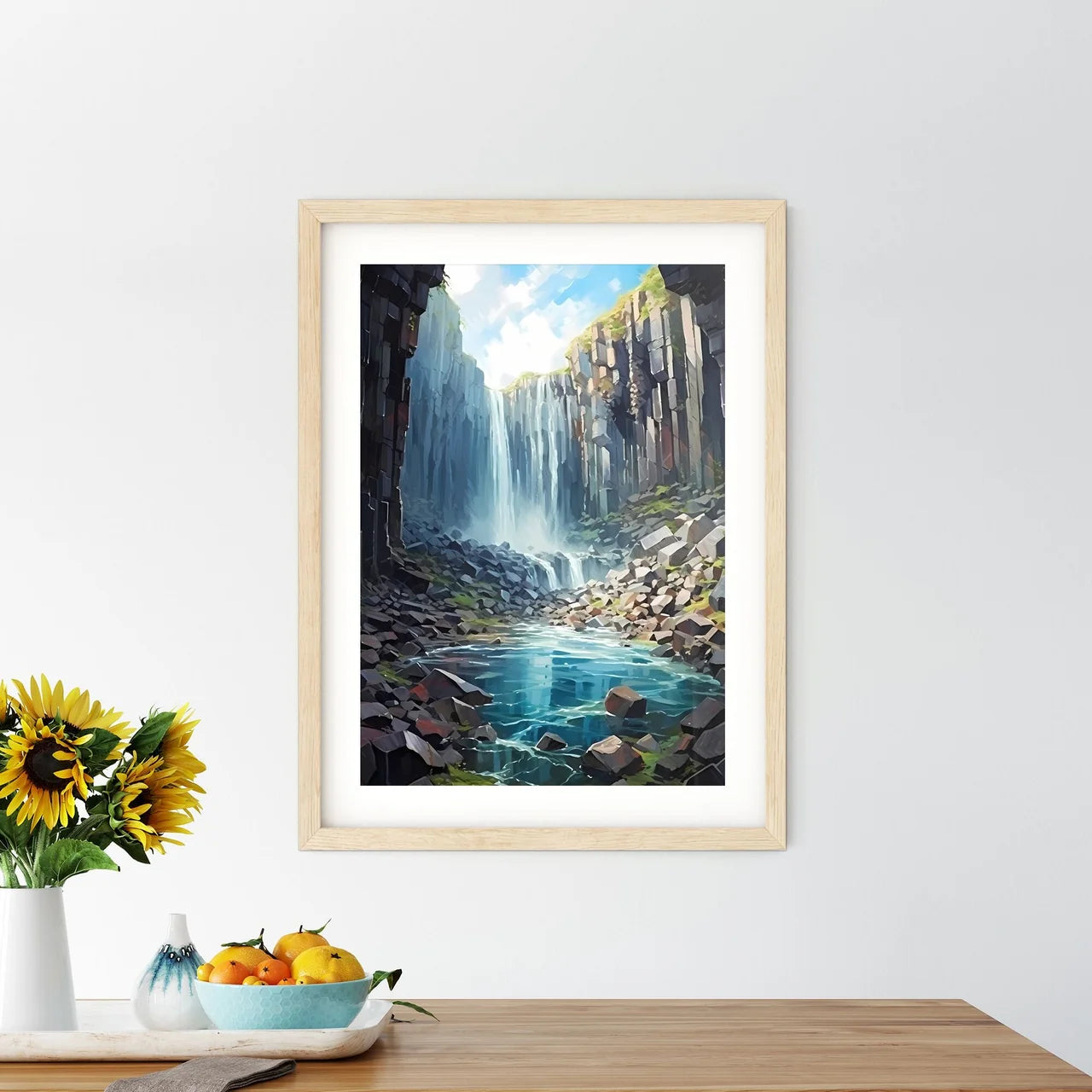 Svartifoss Waterfall In Skaftafell National  Framed Print
