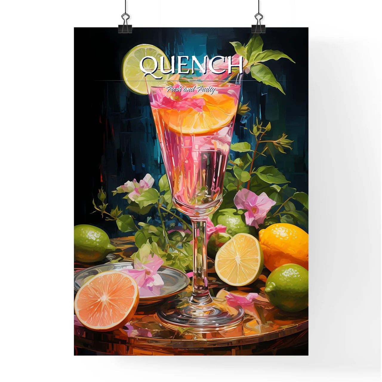 Daiquiri Cocktail - A Glass Of Pink Liquid W Poster