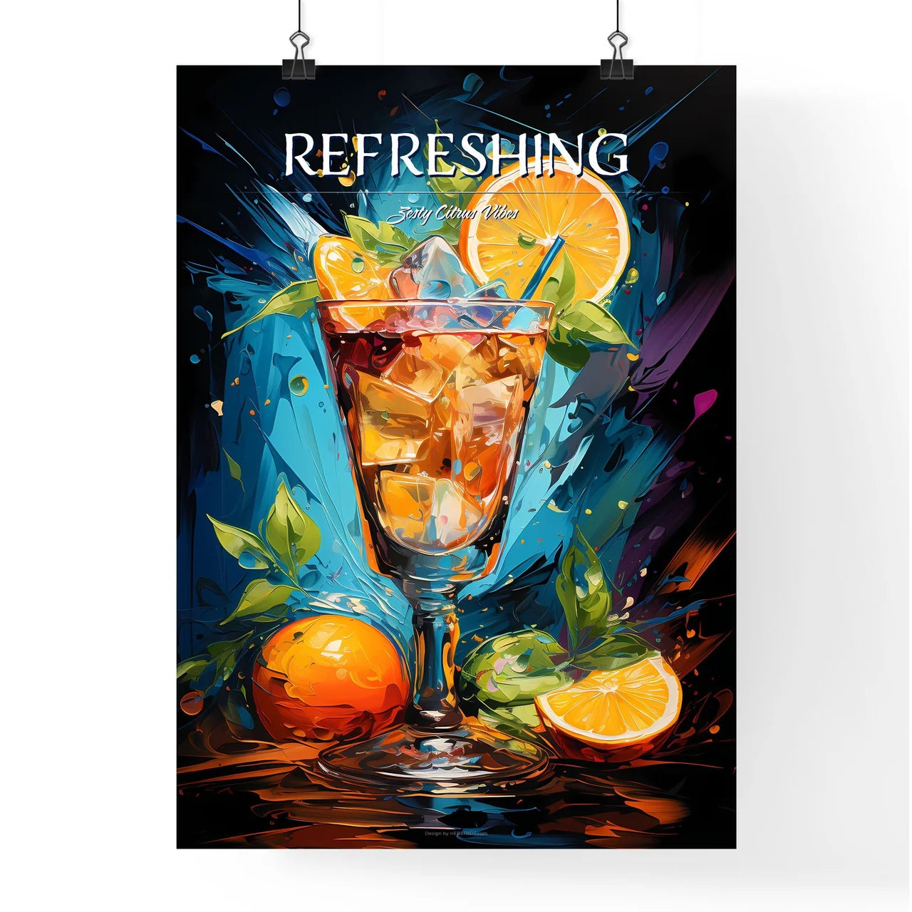 Daiquiri Cocktail - A Glass With Ice And Ora Poster