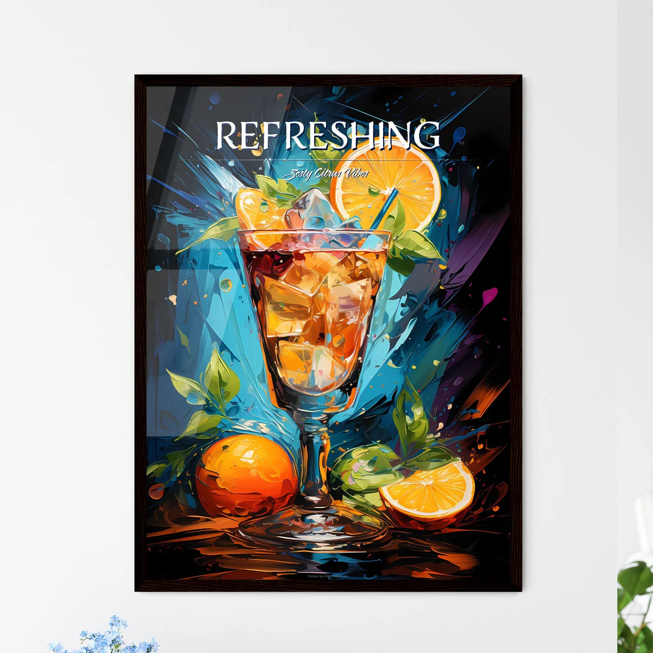 Daiquiri Cocktail - A Glass With Ice And Ora - Framed Art Print