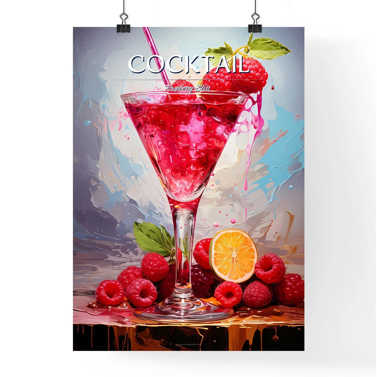 The Raspberry Martini Is A Vibrant Red Cockt Poster