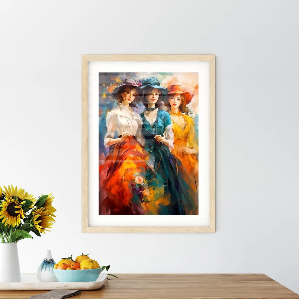 Three Young Beautiful Women Of 1920S - A Gro Framed Print