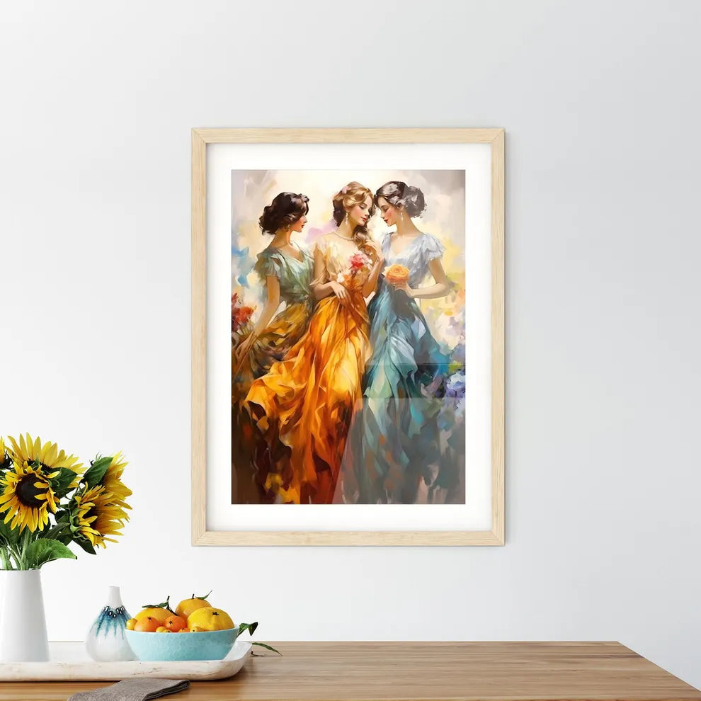 Three Young Beautiful Women Of 1920S - A Gro Framed Print