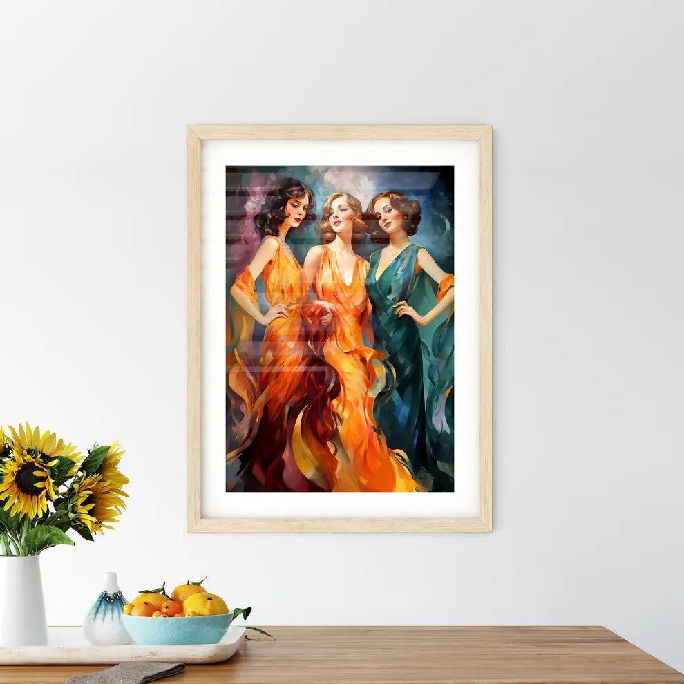 Three Young Beautiful Women Of 1920S - A Gro Framed Print