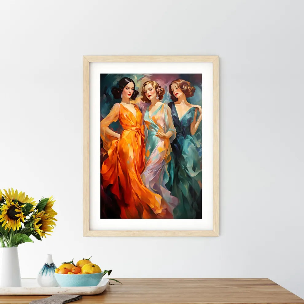 Three Young Beautiful Women Of 1920S - A Gro Framed Print