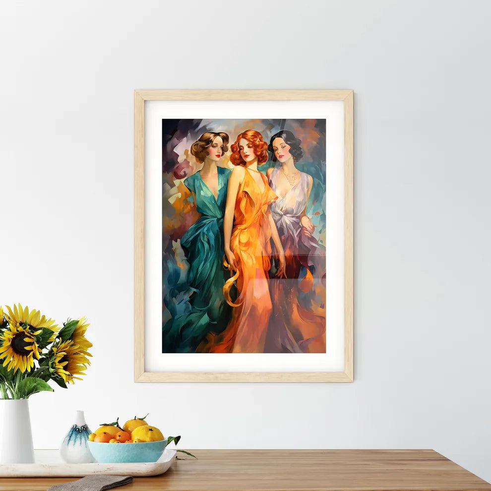 Three Young Beautiful Women Of 1920S - A Gro Framed Print