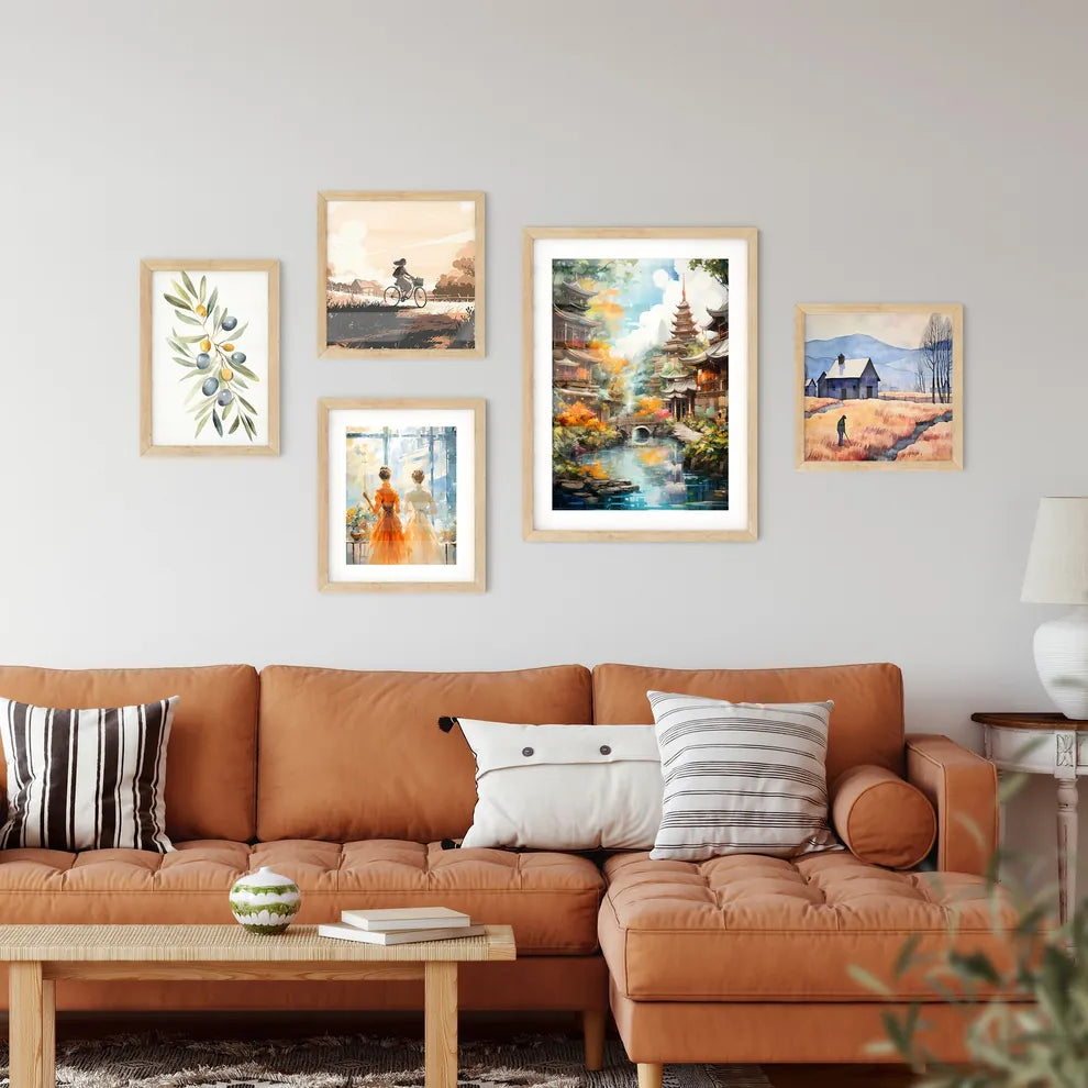 Travelling To Asian Countries Such As Thailand - A Painting Of A City With A River And A Bridge Interior Design