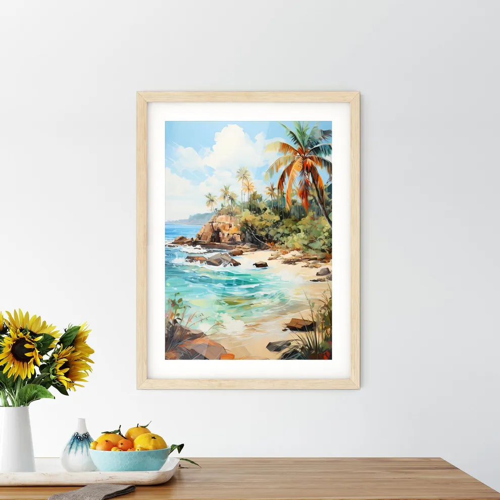 Tropical Island And Sand Beach Exotic Travel Framed Print