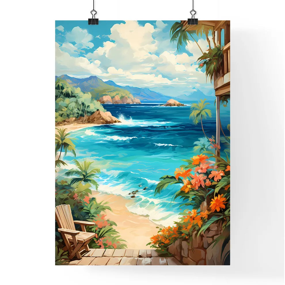 Tropical Island And Sand Beach Exotic Travel Poster