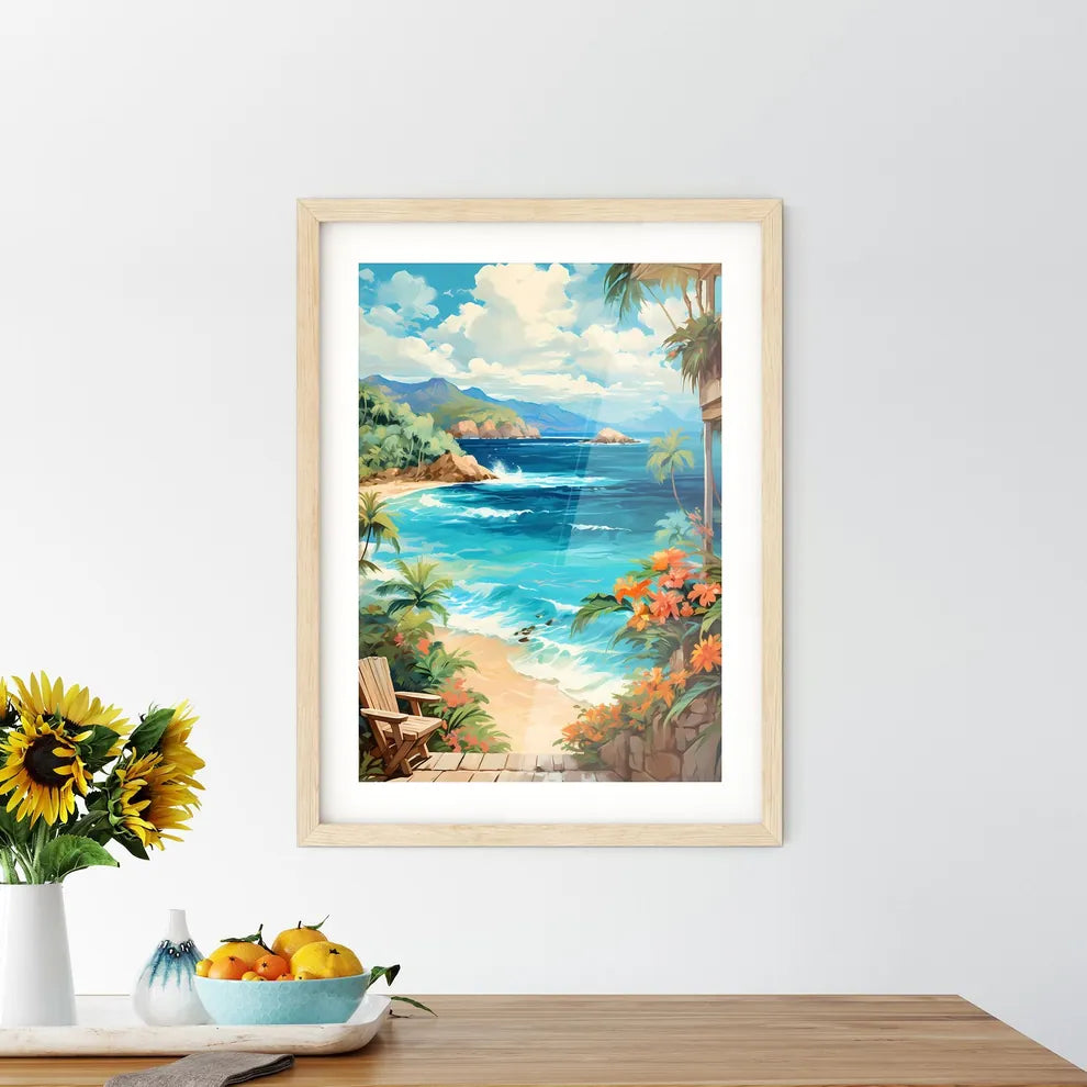 Tropical Island And Sand Beach Exotic Travel Framed Print
