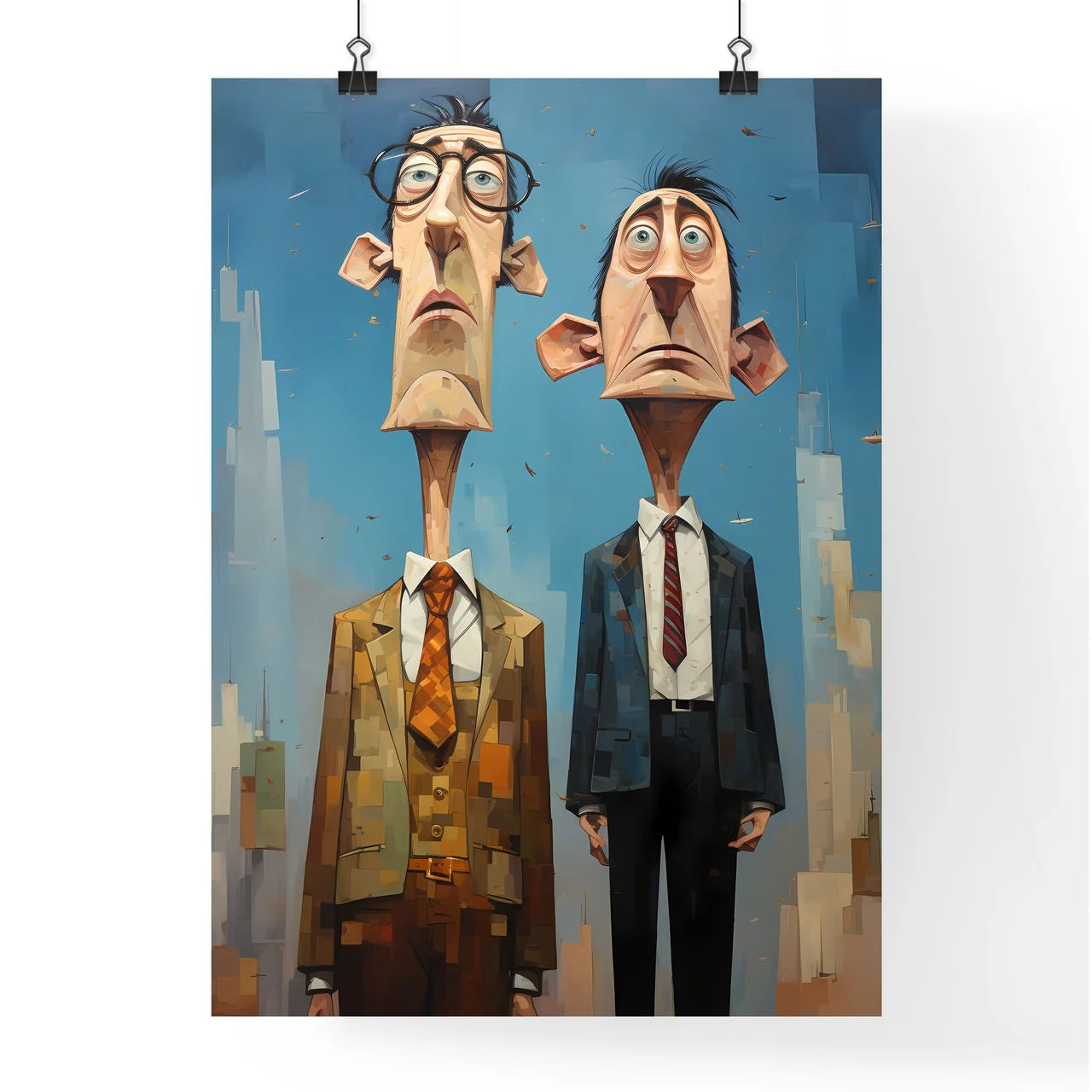 Two Businessman Very Tall - Two Cartoon  Poster