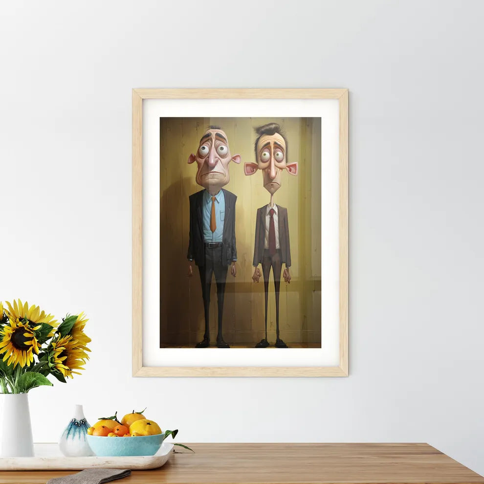 Two Businessman Very Tall - Two Cartoon  Framed Print