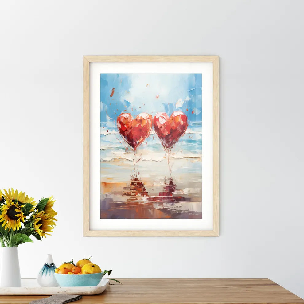 Two Red - Two Red Hear Framed Print