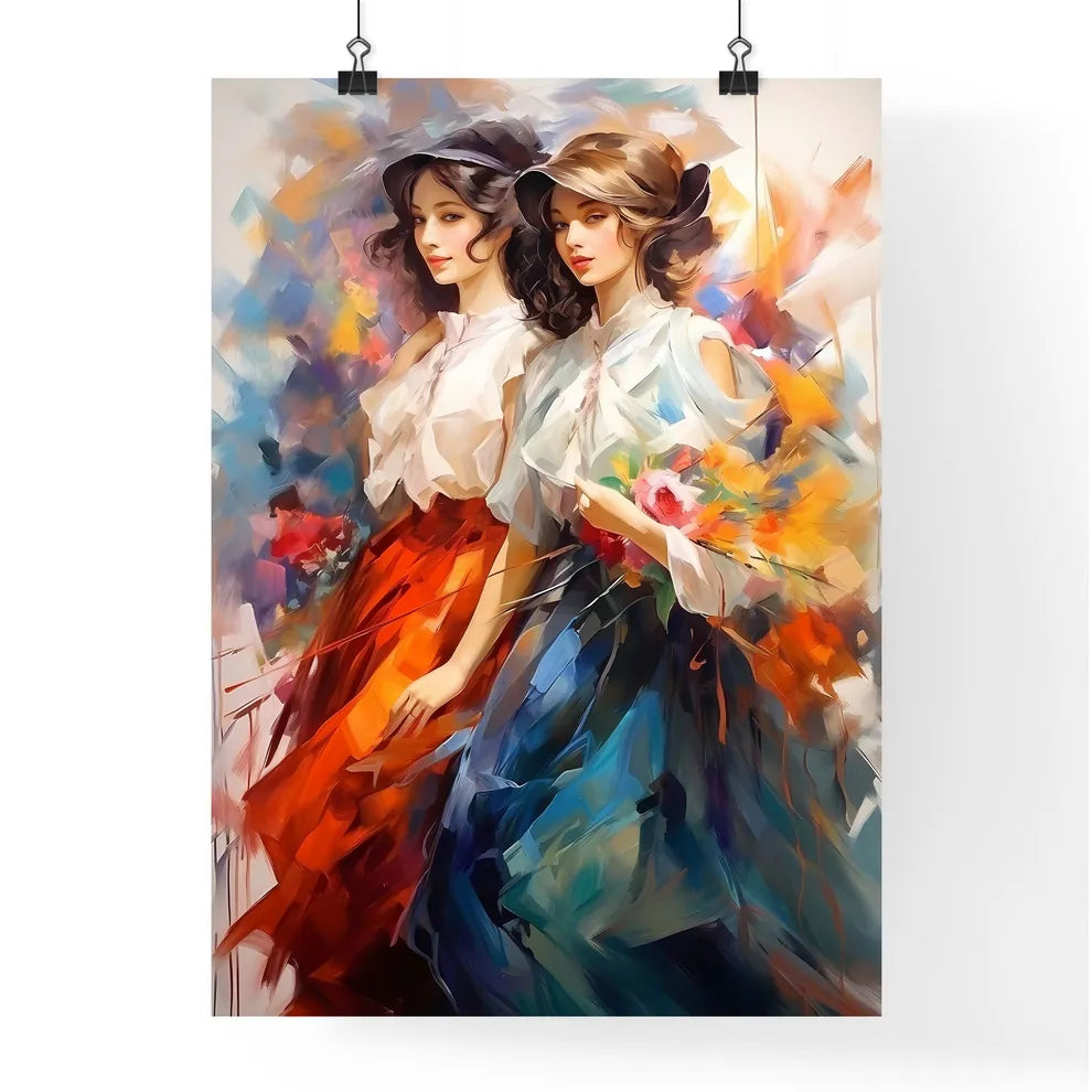 Two Young Beautiful Women Of 1920S - A Paint Poster