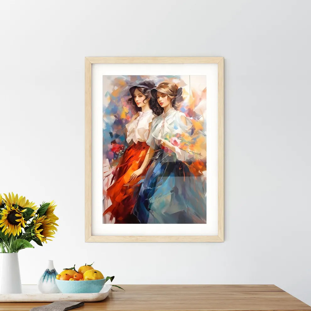 Two Young Beautiful Women Of 1920S - A Paint Framed Print