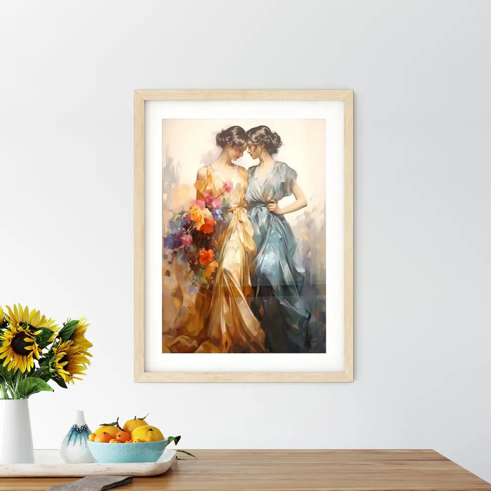 Two Young Beautiful Women Of 1920S - A Paint Framed Print